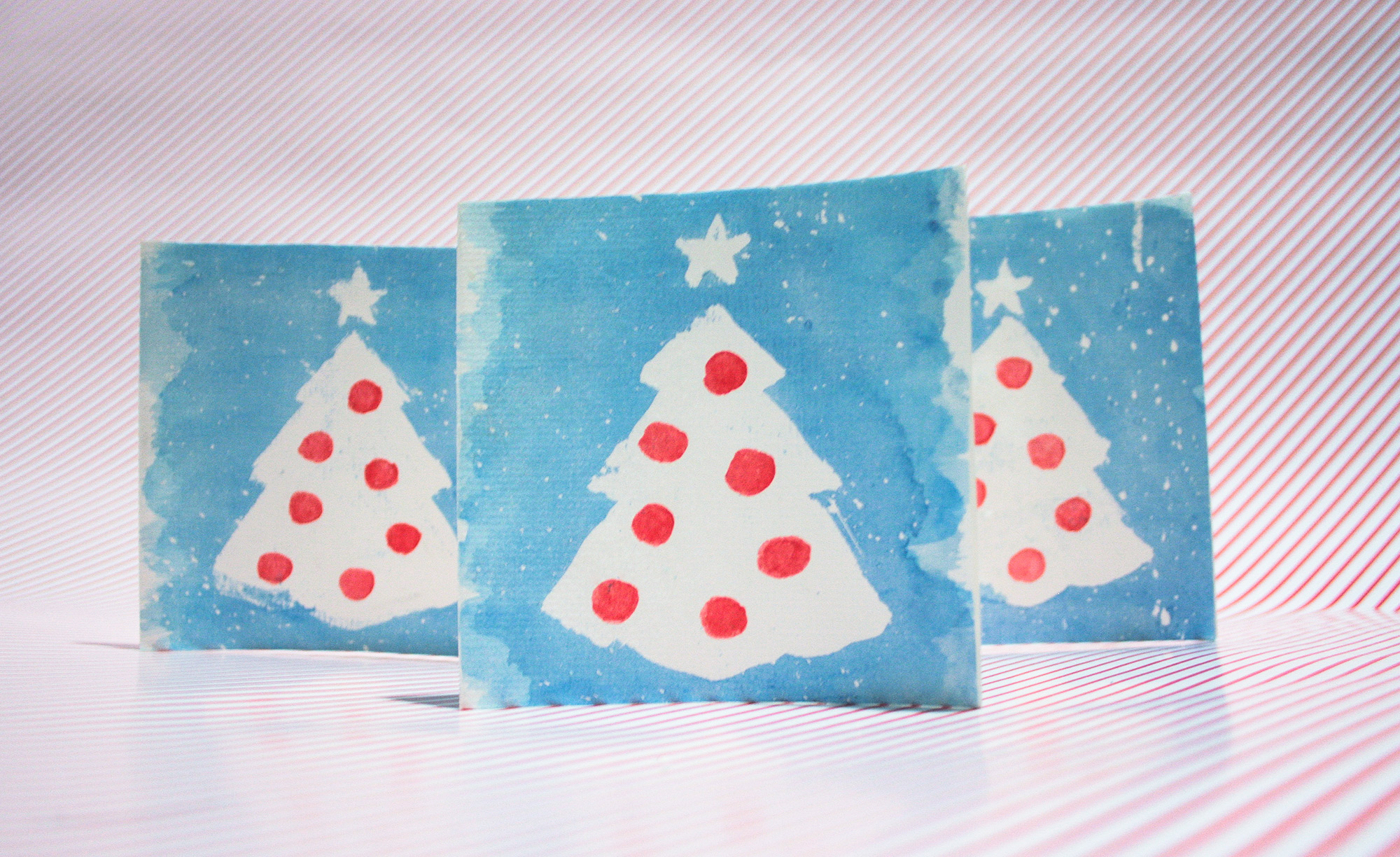 Watercolour Christmas cards and gifts tags