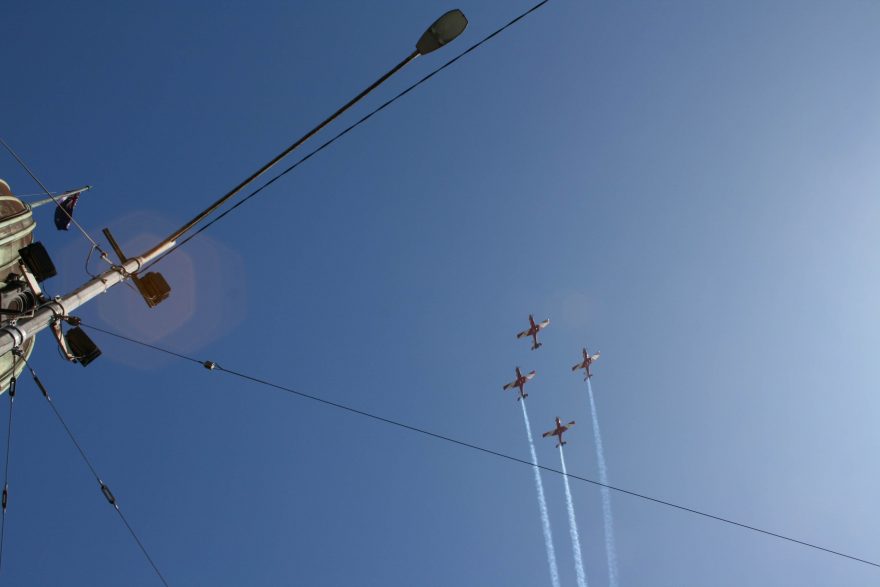Planes flying over ANZAC Parade
