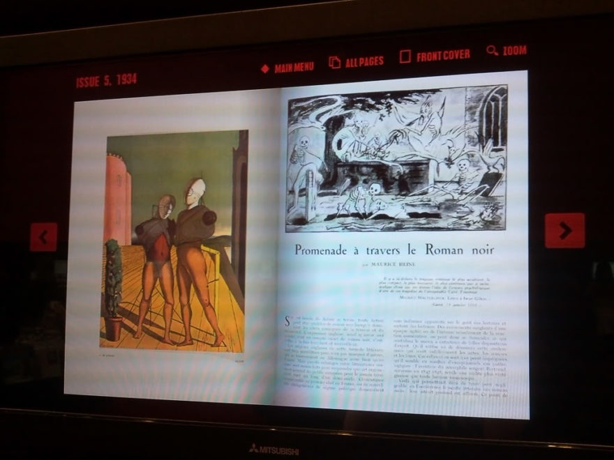 Surrealism Interactive Screen showing pages of the Minotaure Magazine