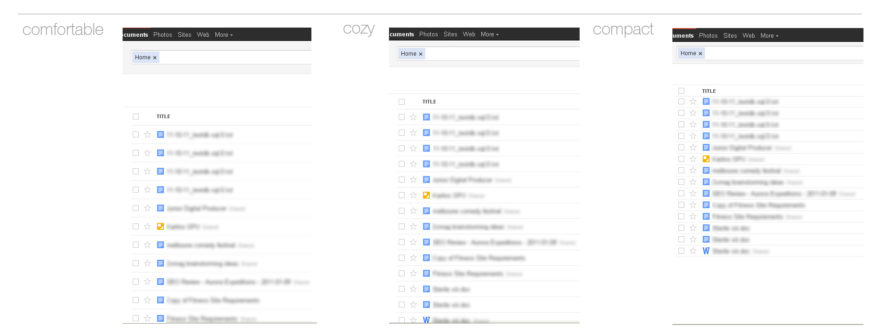 Google Docs - display density comparison