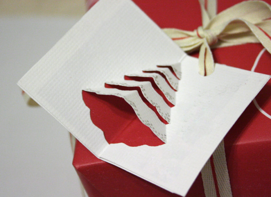 Handmade Christmas Gift Tags - close up of christmas tree tag