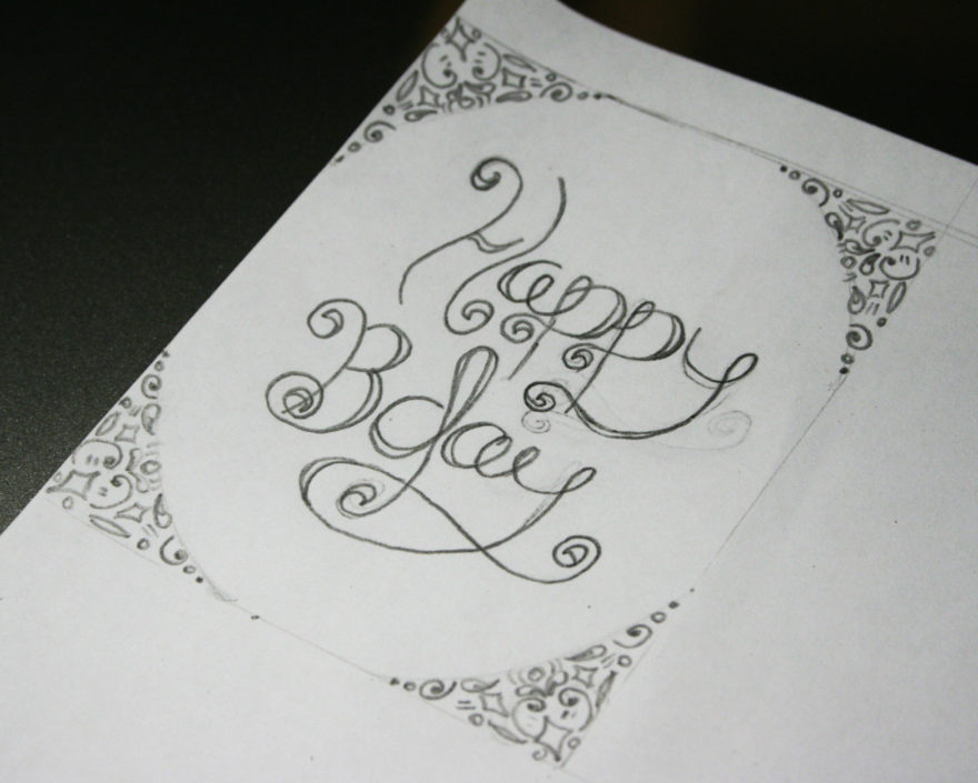 February Birthday Cards - Typography Card - with planned pattern work