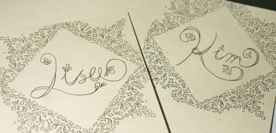 Commissioned Handmade Birthday Cards - Names now traced onto cards, ready for colour