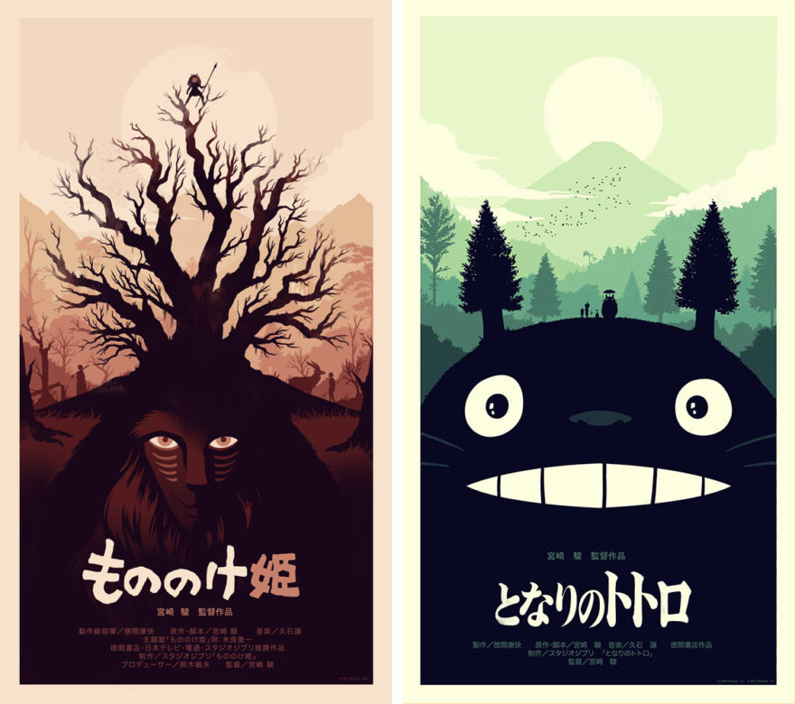 Designer Love - Princess Mononoke and My Neighor Totoro posters by Olly Moss