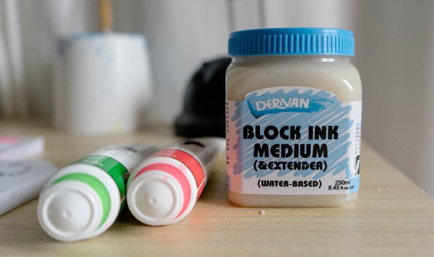 Block print medium for mixing with acrylics