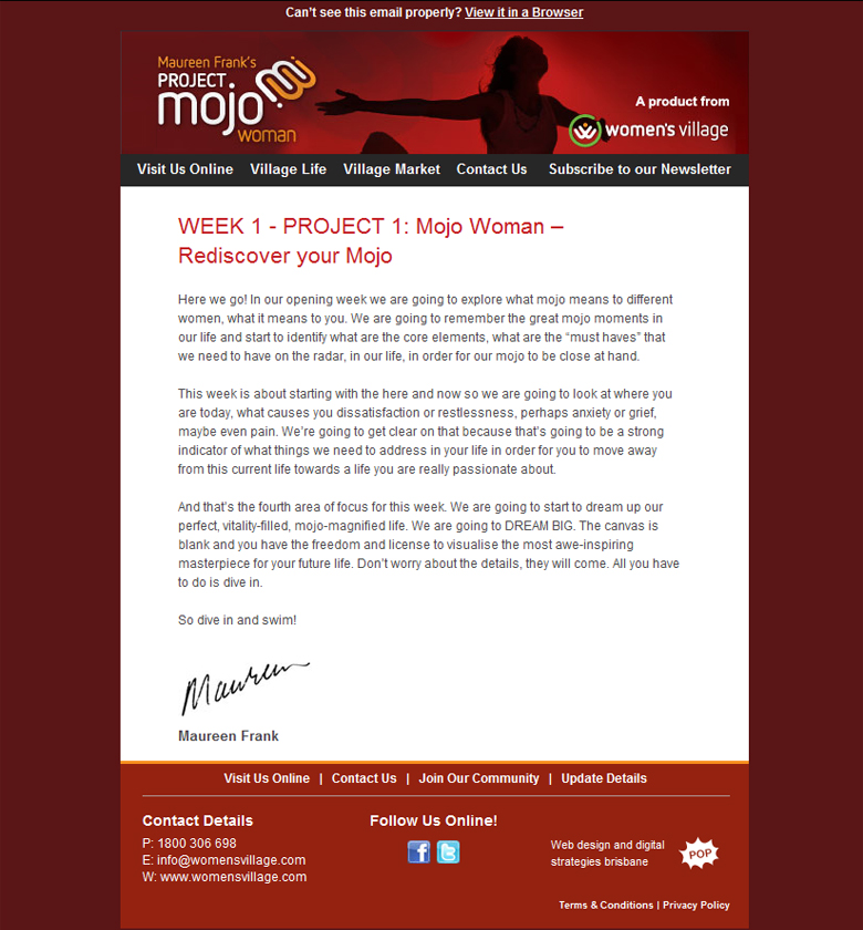 Women's Village - Project Mojo Electronic Mailer